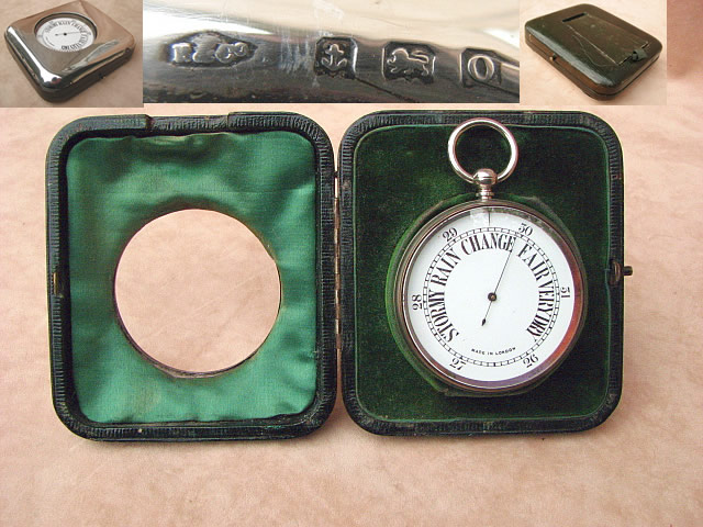 Early 1900's Goliath pocket barometer in silver hallmarked case for 1913